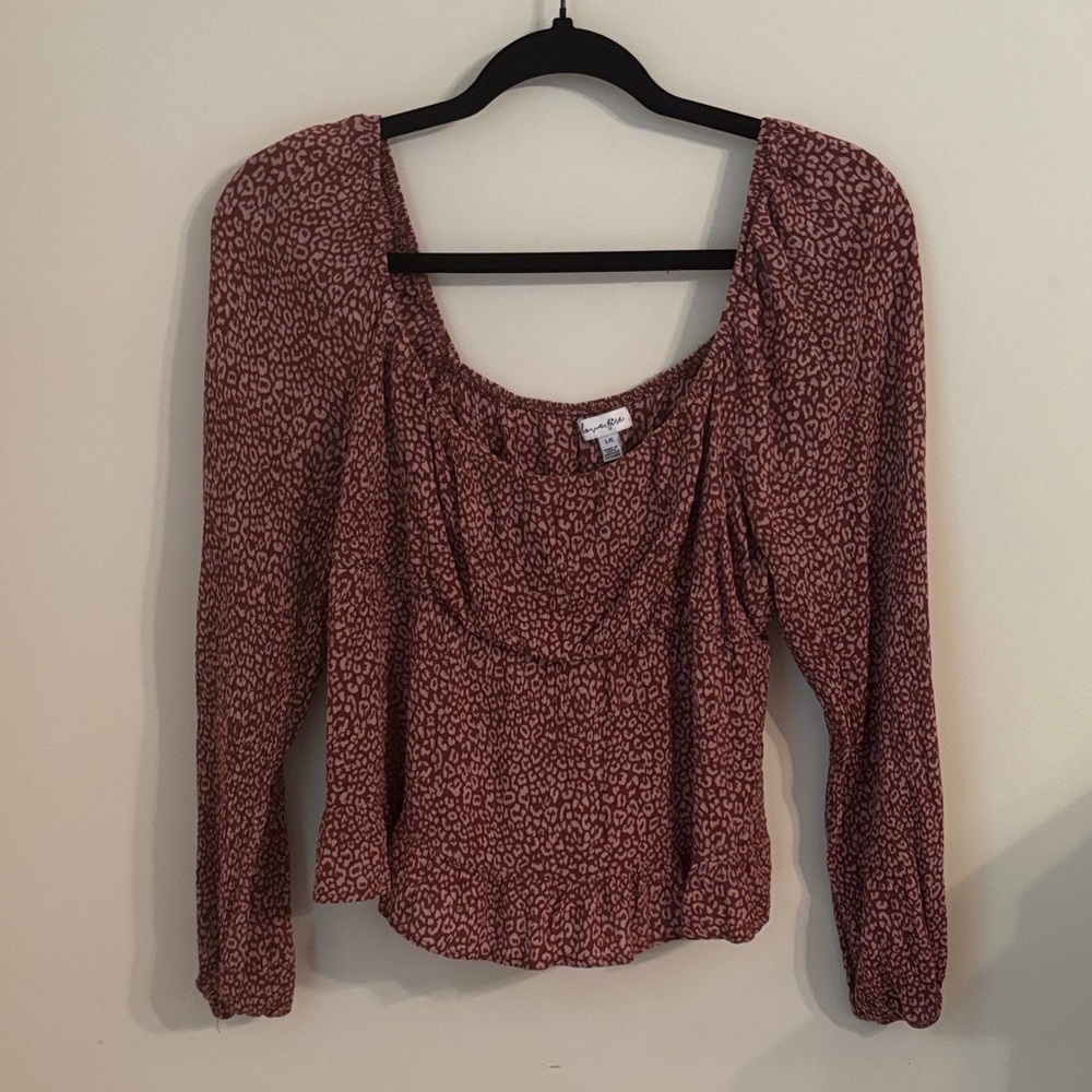 Elegant Animal Print Long Sleeve Blouse